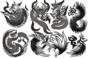 nine tailed fox traditional style tattoo idea