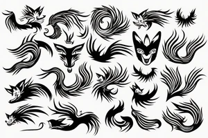 nine tailed fox traditional style tattoo idea