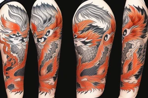 nine tailed fox traditional style tattoo idea