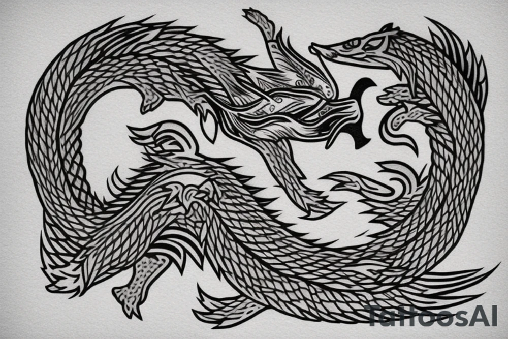 nine tailed fox traditional style tattoo idea