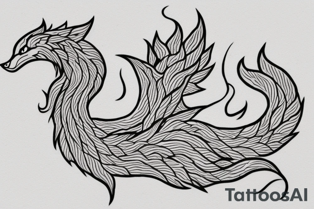 nine tailed fox traditional style tattoo idea