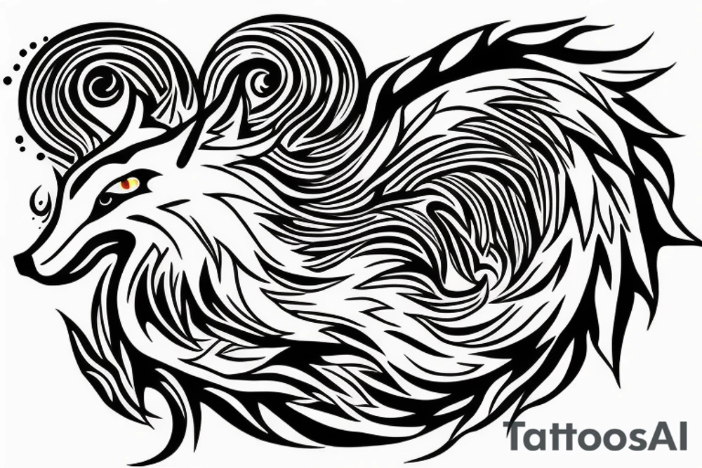 nine tailed fox traditional style tattoo idea