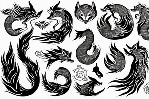 nine tailed fox traditional style tattoo idea