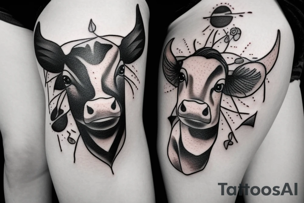 Female Cow with big eyes tattoo idea