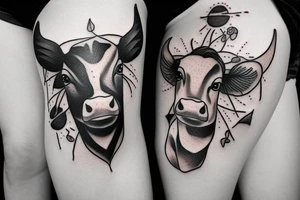Female Cow with big eyes tattoo idea