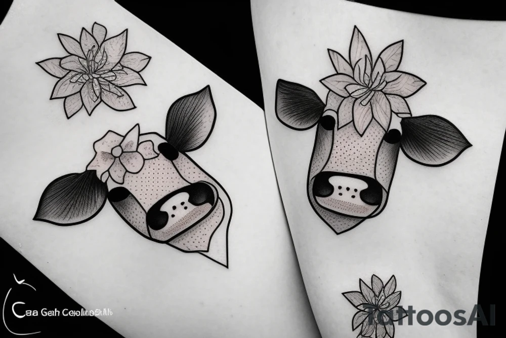 Female Cow with big eyes tattoo idea