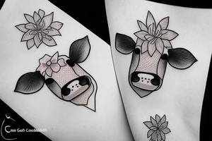 Female Cow with big eyes tattoo idea