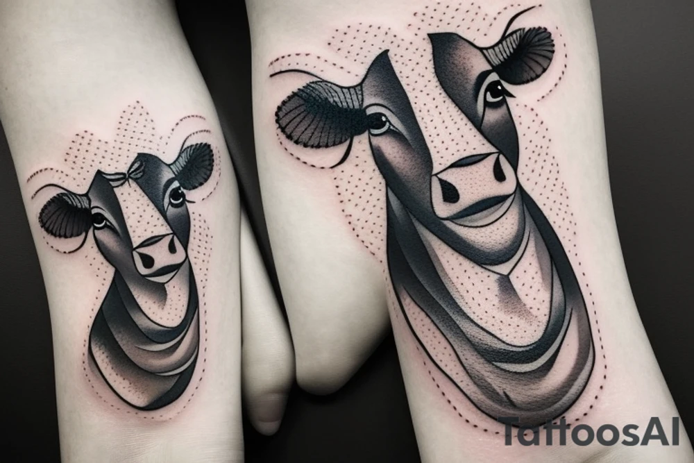 Female Cow with big eyes tattoo idea