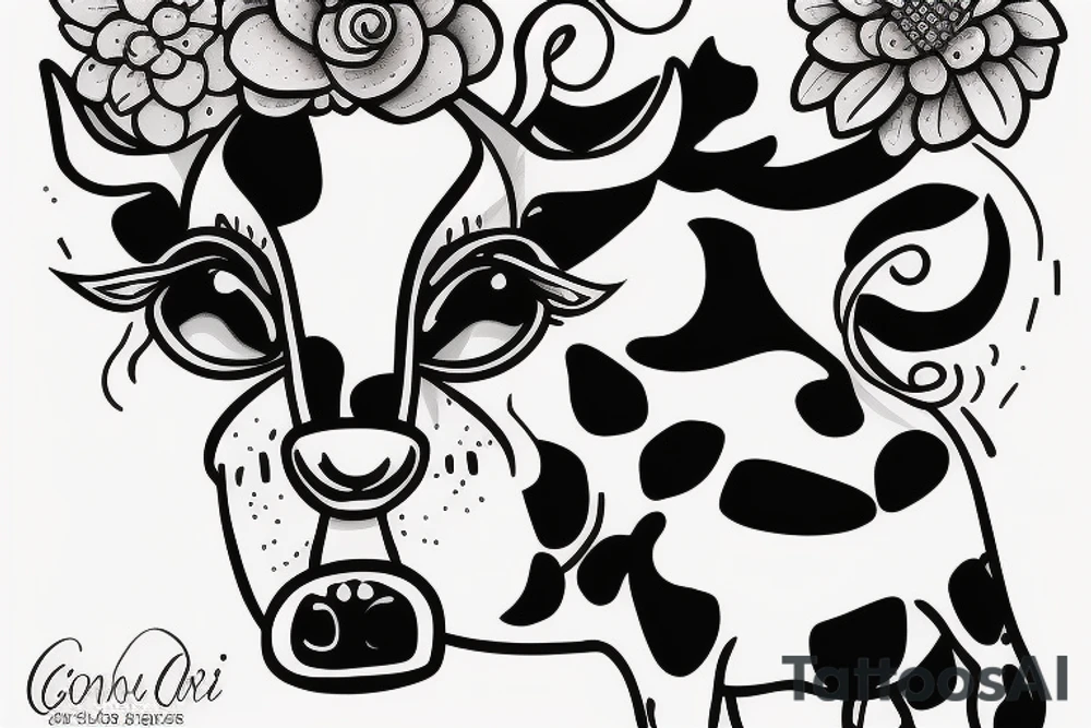 Female Cow with big eyes tattoo idea