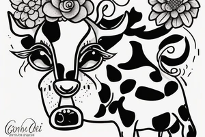 Female Cow with big eyes tattoo idea