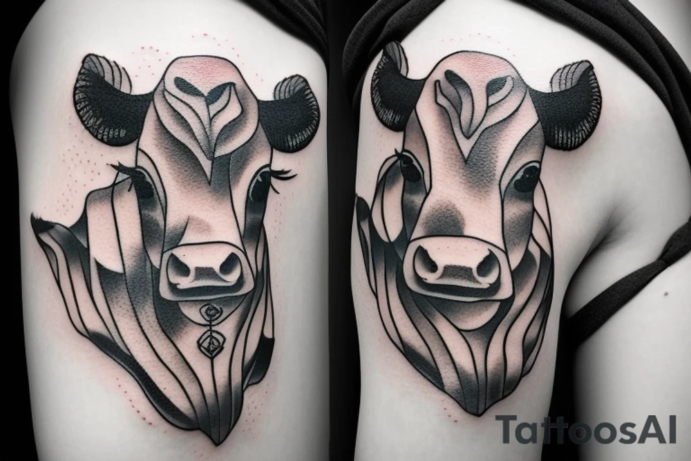Female Cow with big eyes tattoo idea