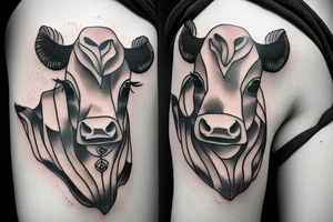 Female Cow with big eyes tattoo idea