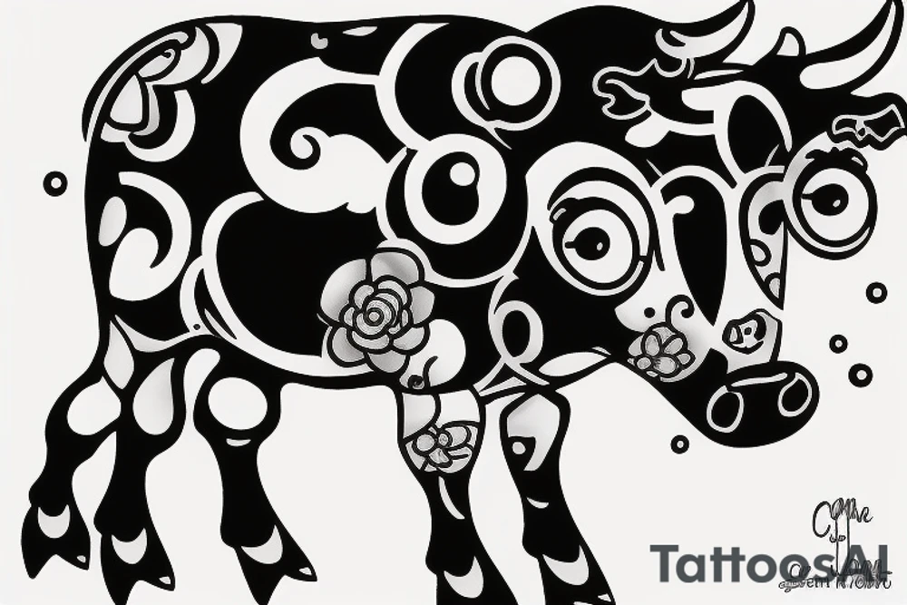 Female Cow with big eyes tattoo idea