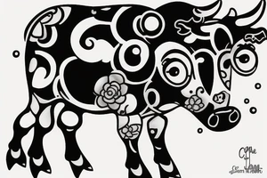 Female Cow with big eyes tattoo idea
