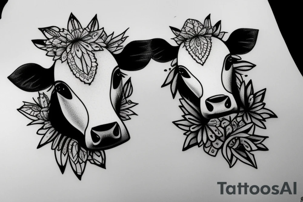Female Cow with big eyes tattoo idea