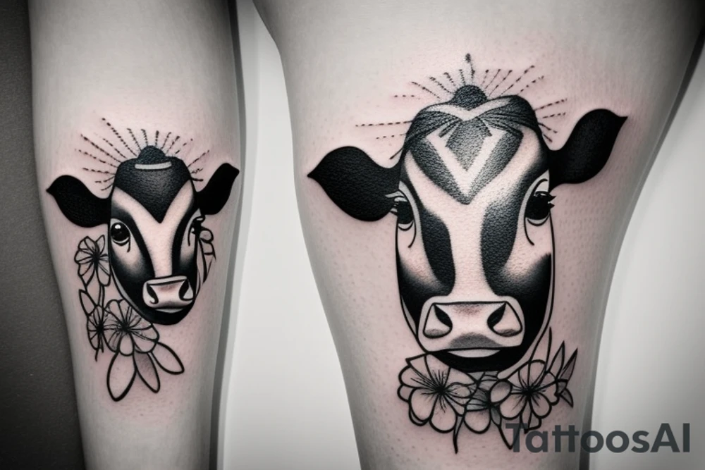 Female Cow with big eyes tattoo idea