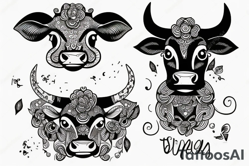 Female Cow with big eyes tattoo idea