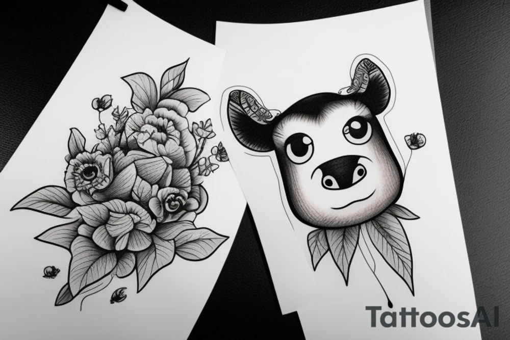 Female Cow with big eyes tattoo idea