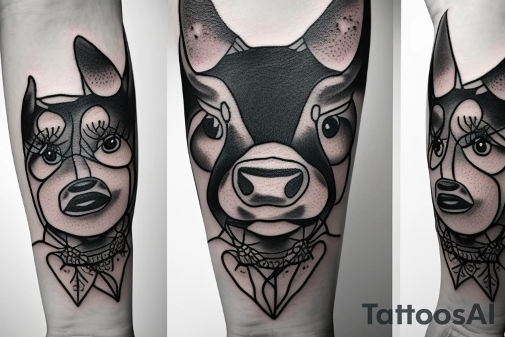 Female Cow with big eyes tattoo idea