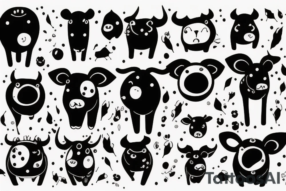 Female Cow with big eyes tattoo idea