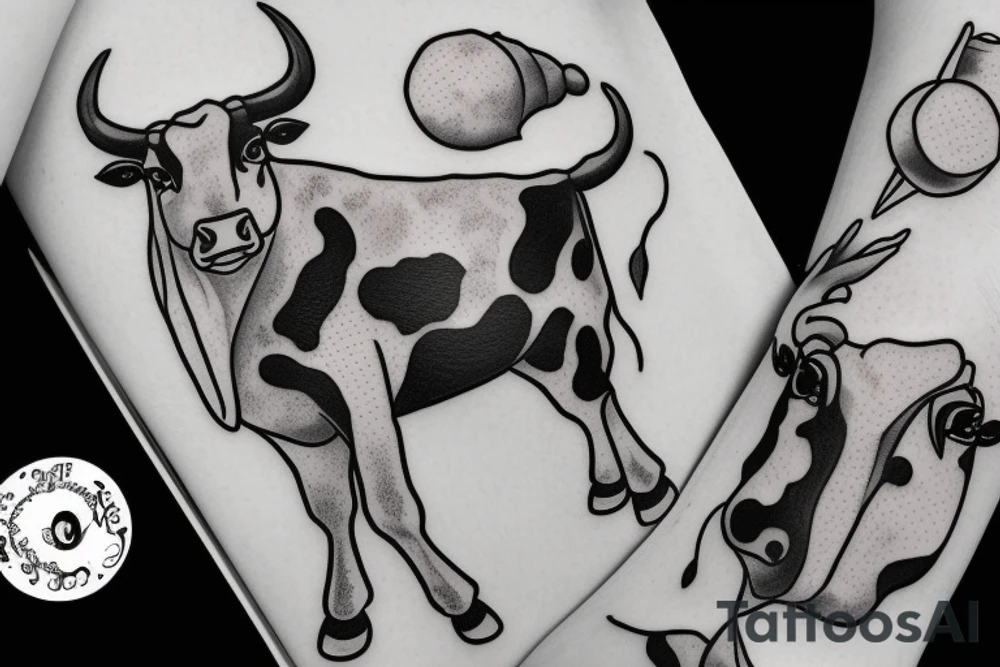 Female Cow with big eyes tattoo idea