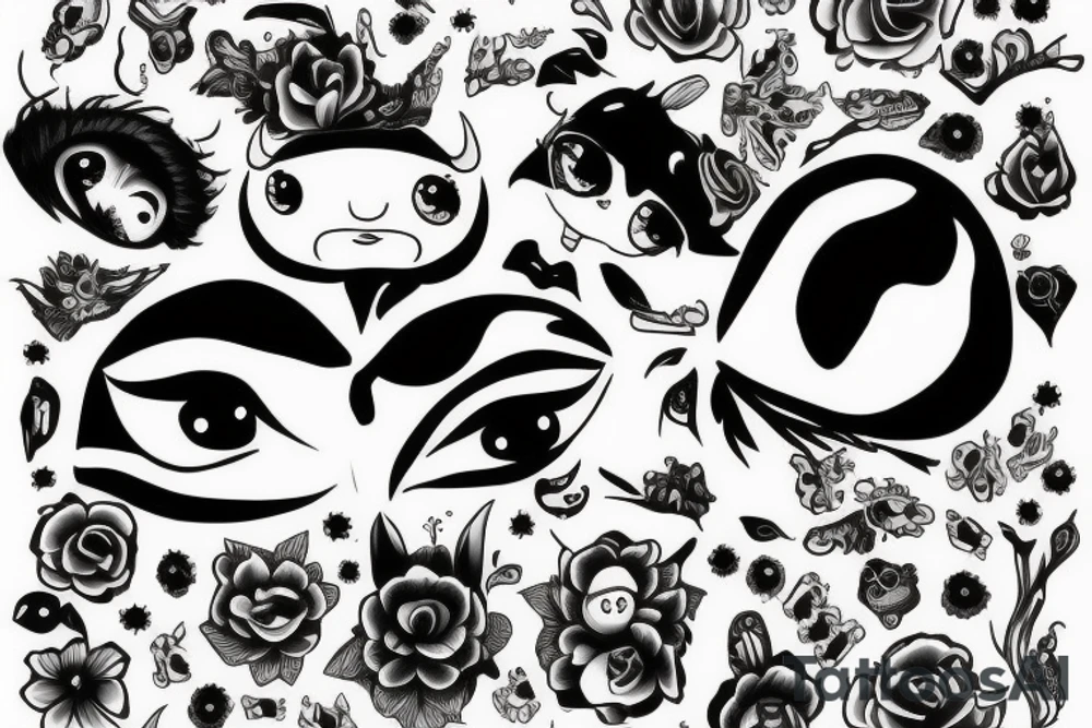 Female Cow with big eyes tattoo idea