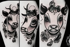 Female Cow with big eyes tattoo idea