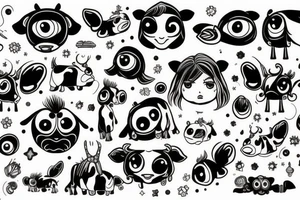Female Cow with big eyes tattoo idea