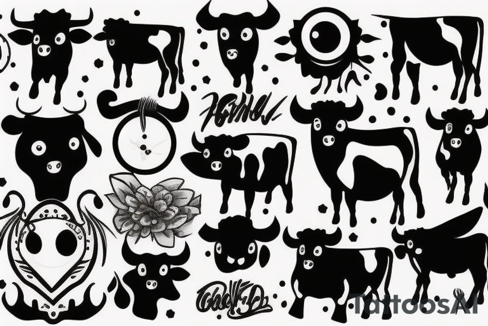 Female Cow with big eyes tattoo idea