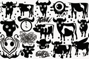 Female Cow with big eyes tattoo idea
