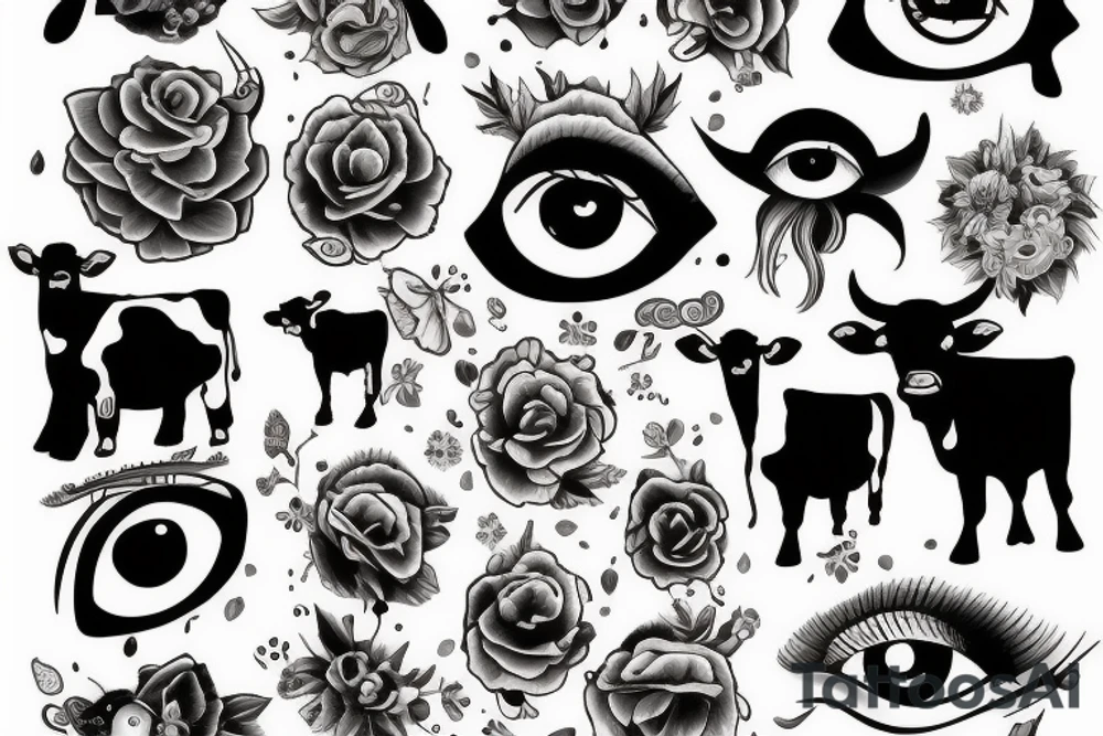 Female Cow with big eyes tattoo idea