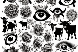 Female Cow with big eyes tattoo idea