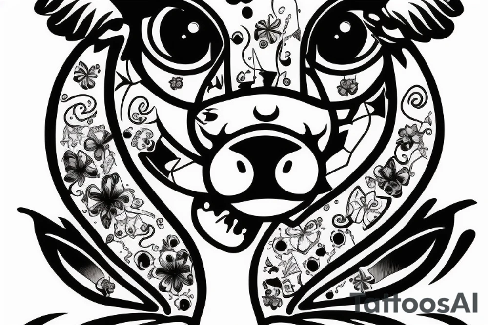 Female Cow with big eyes tattoo idea