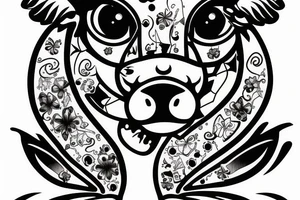 Female Cow with big eyes tattoo idea
