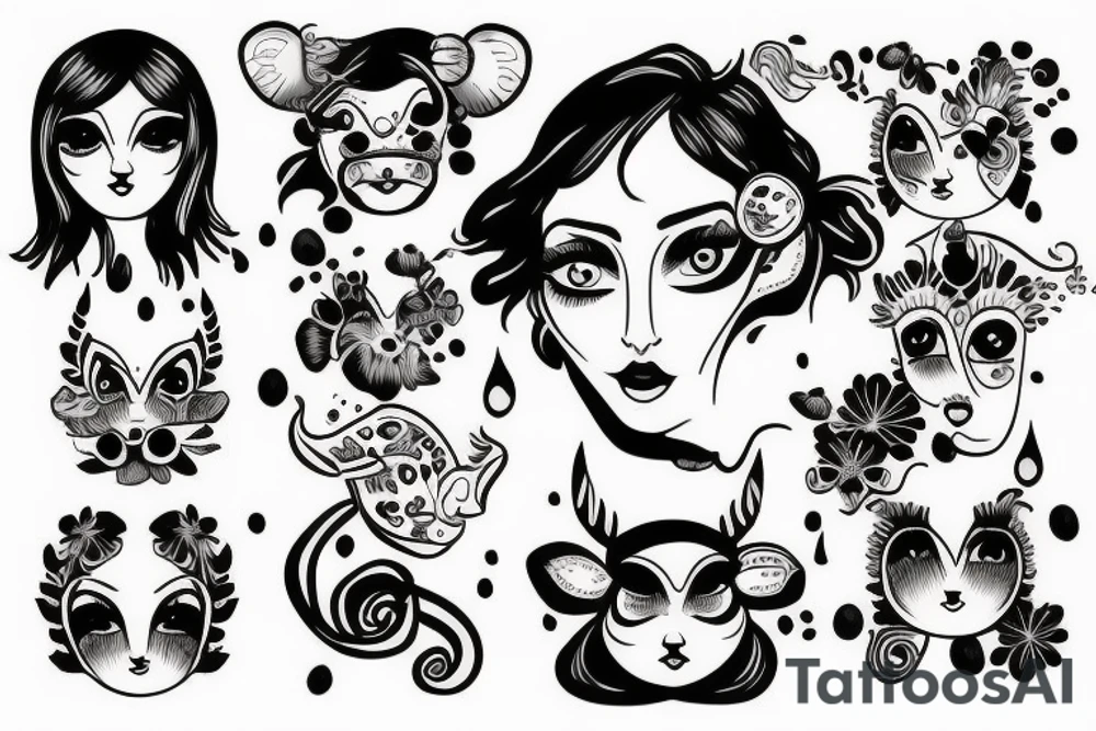 Female Cow with big eyes tattoo idea