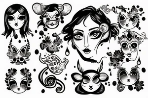 Female Cow with big eyes tattoo idea
