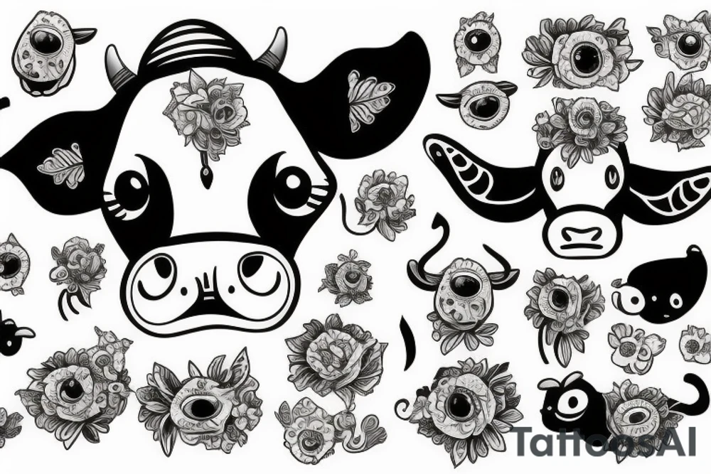 Female Cow with big eyes tattoo idea