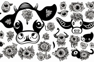 Female Cow with big eyes tattoo idea