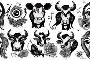 Female Cow with big eyes tattoo idea