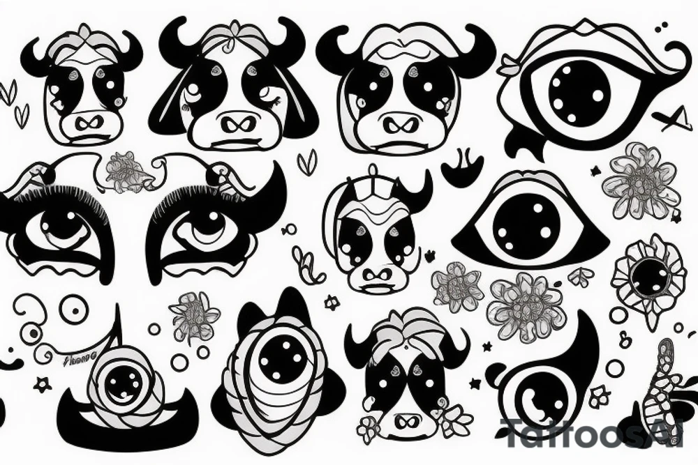 Female Cow with big eyes tattoo idea