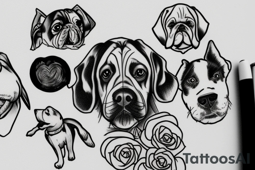 Dog watching sad tattoo idea