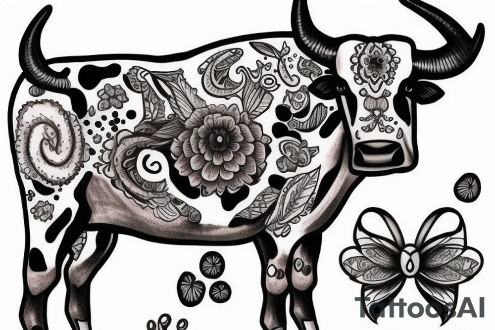 Female Cow with big eyes tattoo idea