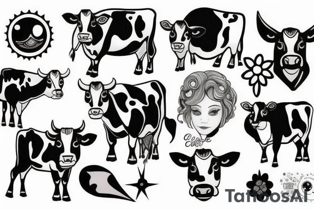 Female Cow with big eyes tattoo idea