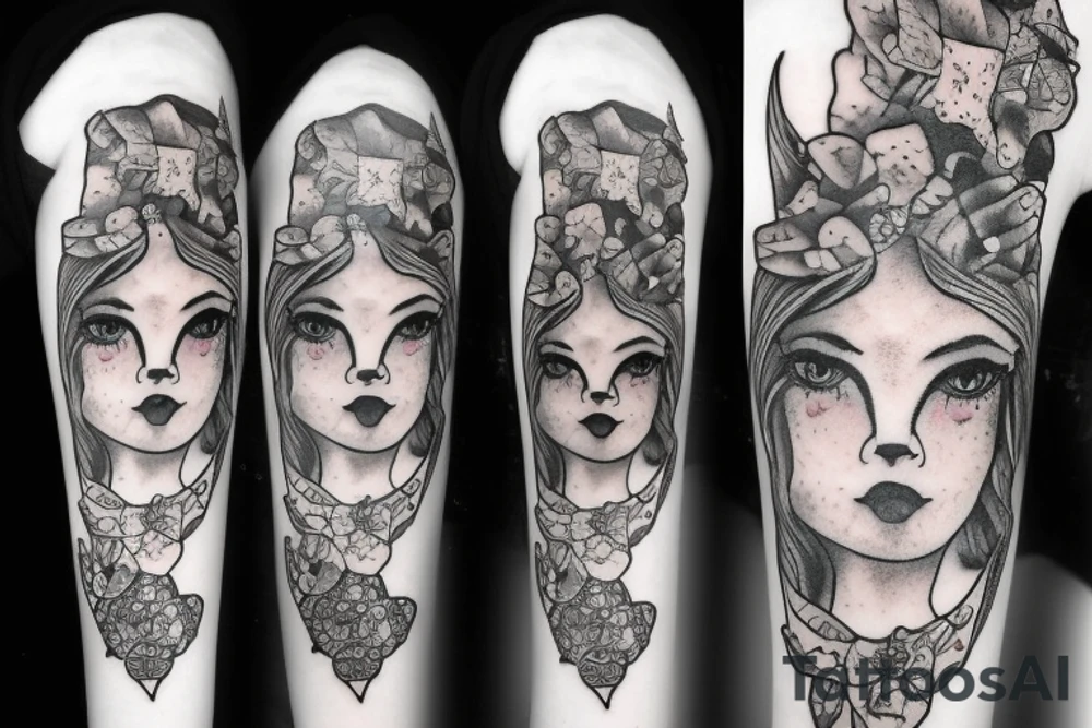 Female Cow with big eyes tattoo idea