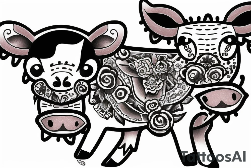 Female Cow with big eyes tattoo idea