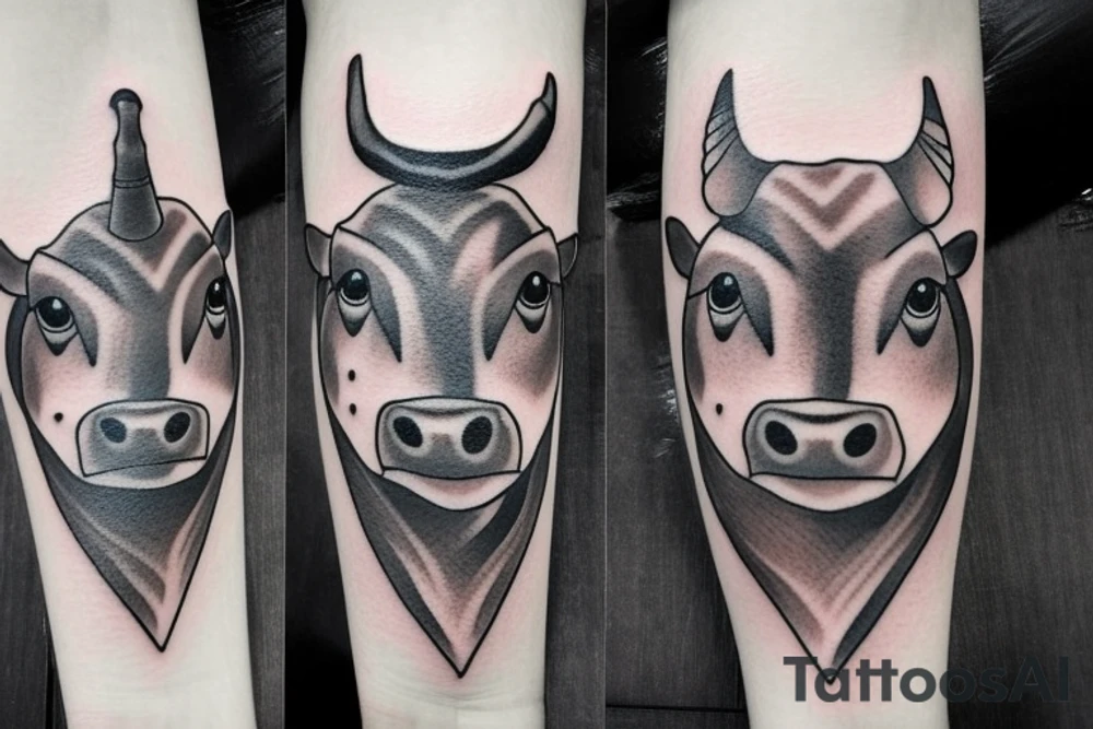 Female Cow with big eyes tattoo idea