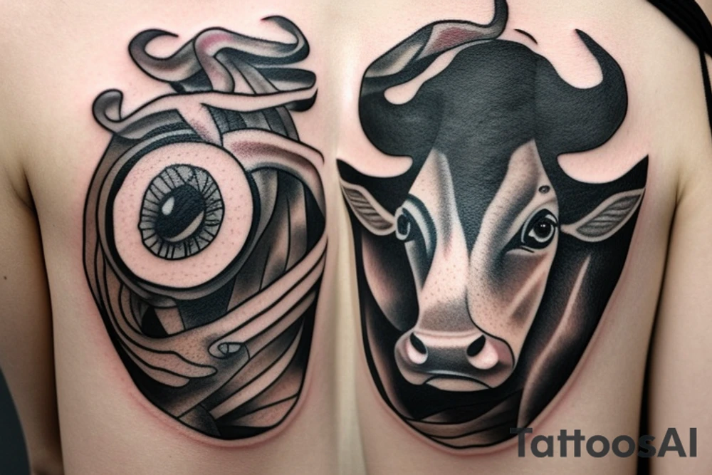 Female Cow with big eyes tattoo idea