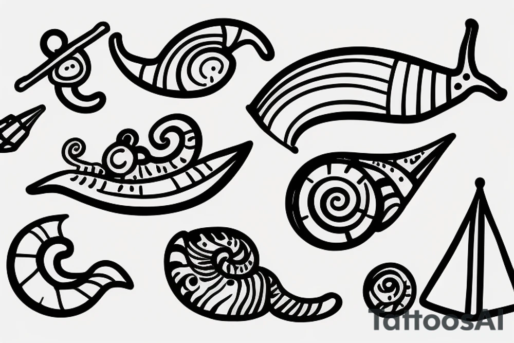 a snail with a sail on its back crawls around the globe tattoo idea