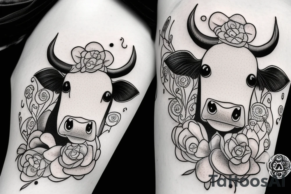 Female Cow with big eyes tattoo idea