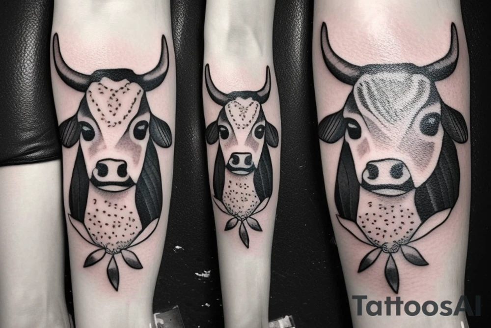 Female Cow with big eyes tattoo idea